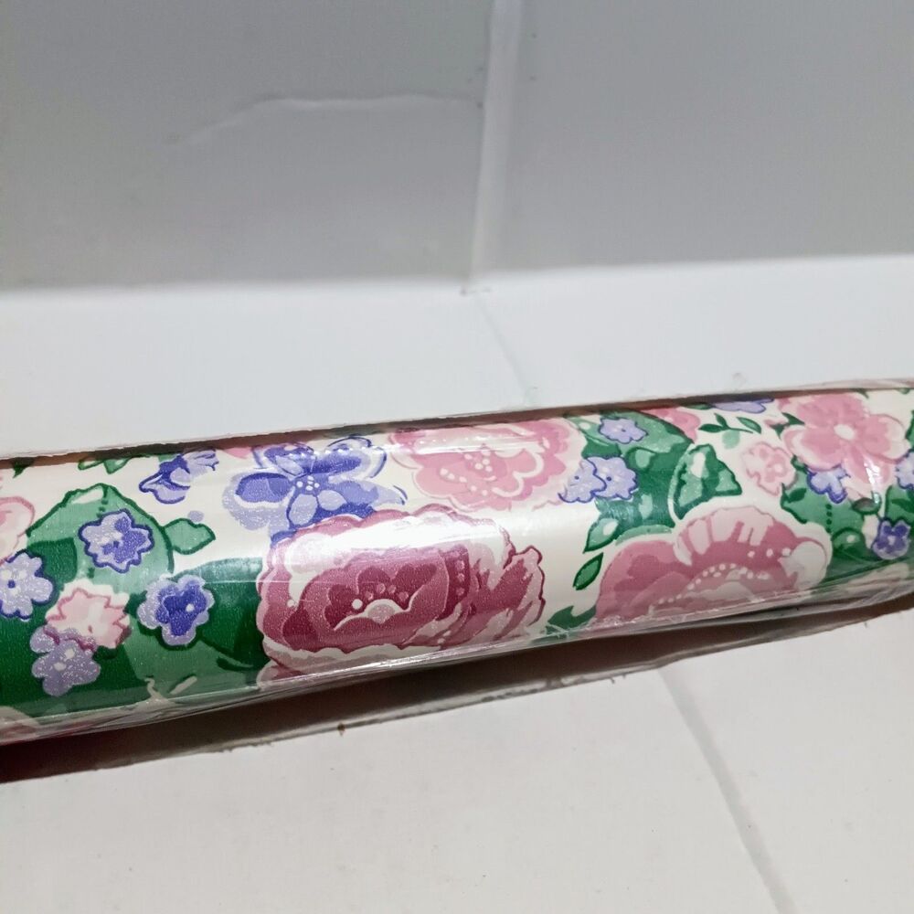Vintage Rubbermaid Contact Paper-English Rose-9G23-1991-Cottagecore-Floral-3 yds